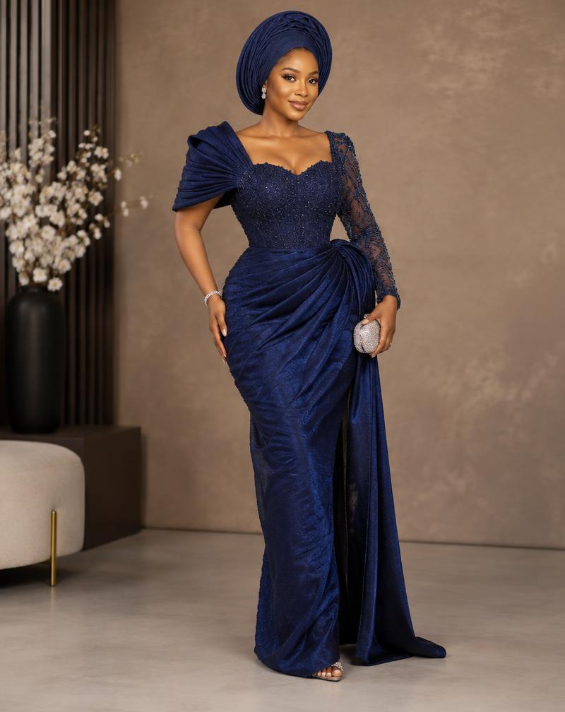Structured navy reception dress
